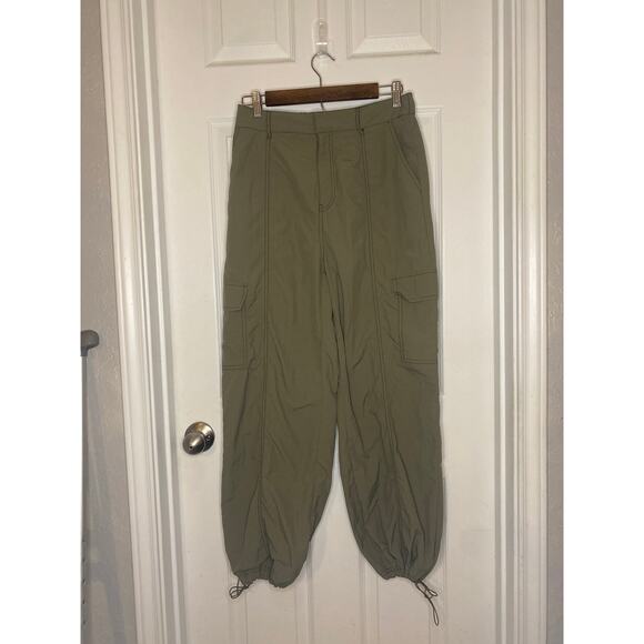 Love Tree Size Green Parachute Cargo Pants Drawstring Hem High Rise Size Medium - Picture 1 of 10